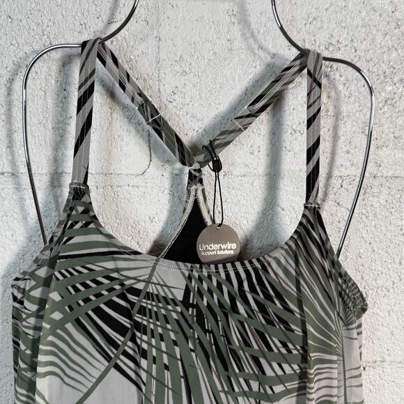 Coco Reef Palm print Bra Sized Tankini Swim Top, green 32DD MSRP $94 - Picture 2 of 10